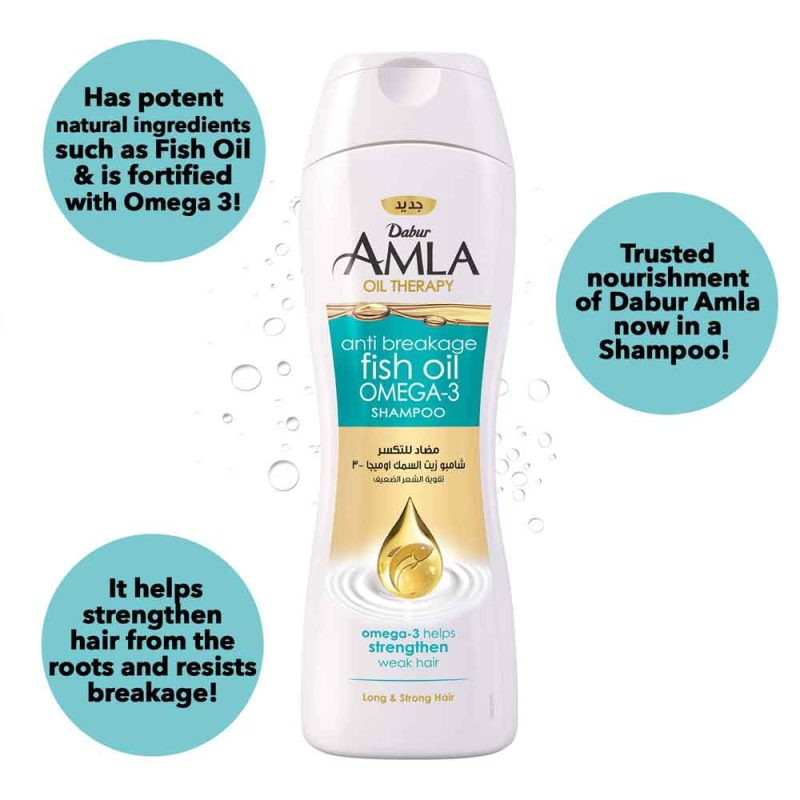 Dabur Amla Shampooing anti-casse à l'huile de poisson Oméga-3 200ml – Image 3