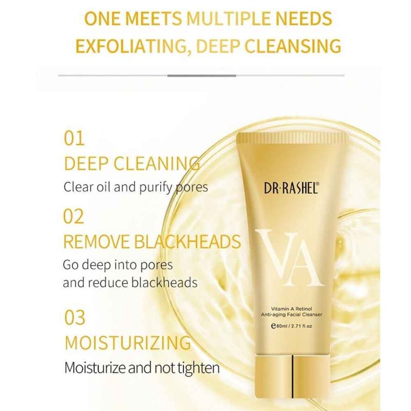Nettoyant visage au rétinol et à la vitamine A Dr Rashel 80ml – Image 4