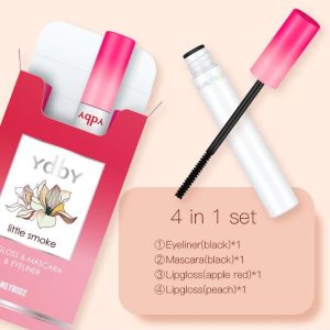 Nouveau Viral YDBY 4pcs Little Smoke Lip Gloss Mascara & Eyeliner