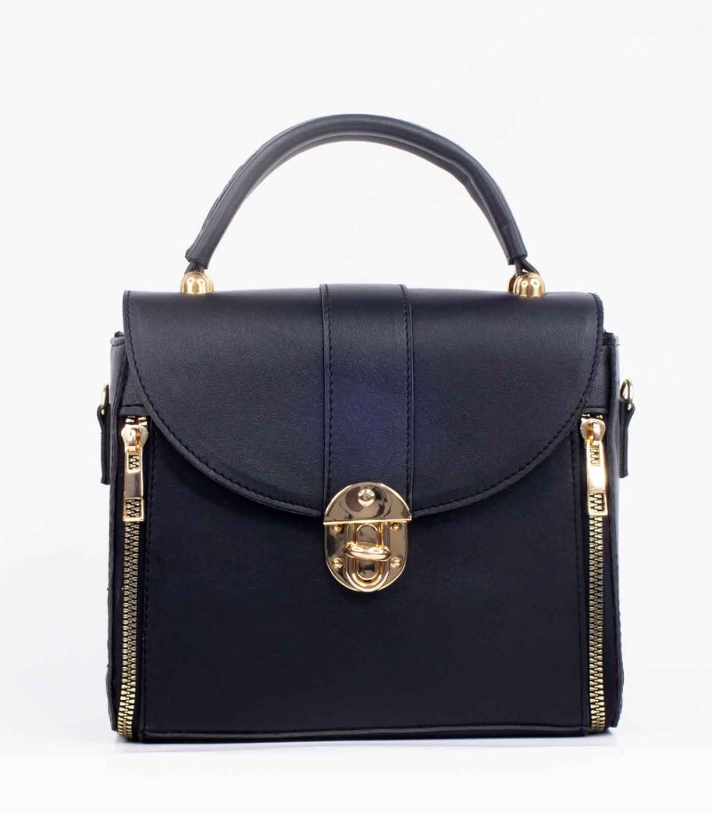 Sac a main noir fermoir doré